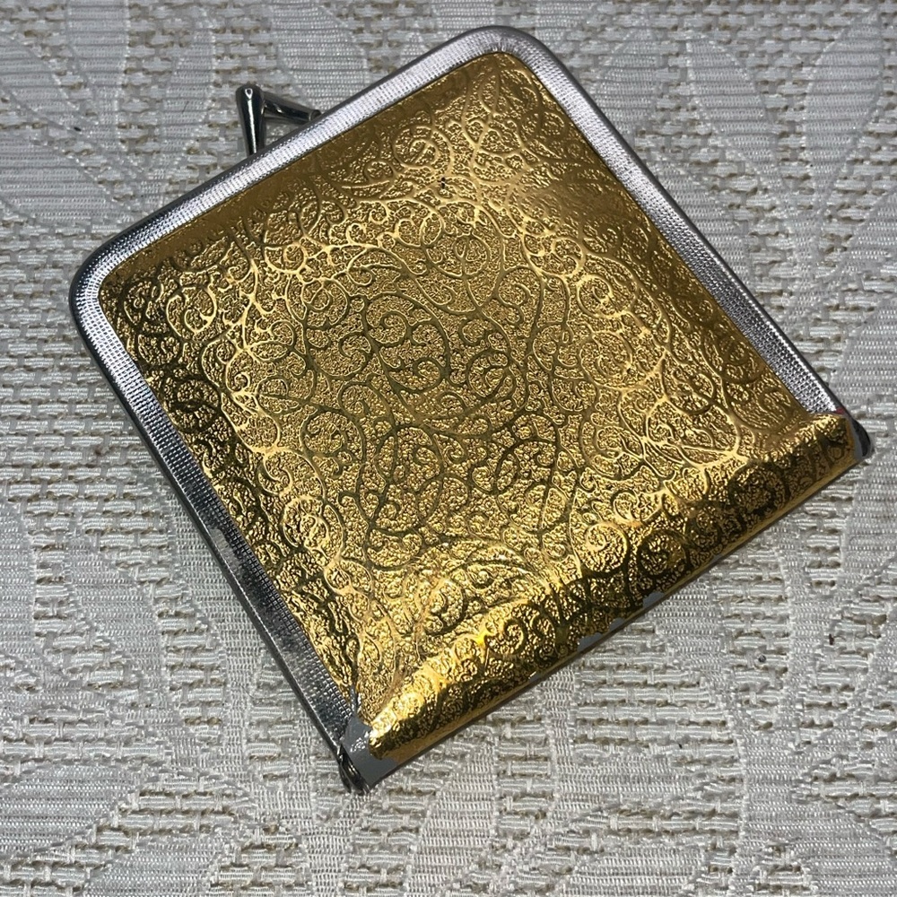 Vintage Gold and Silver Square purse makeup mirror